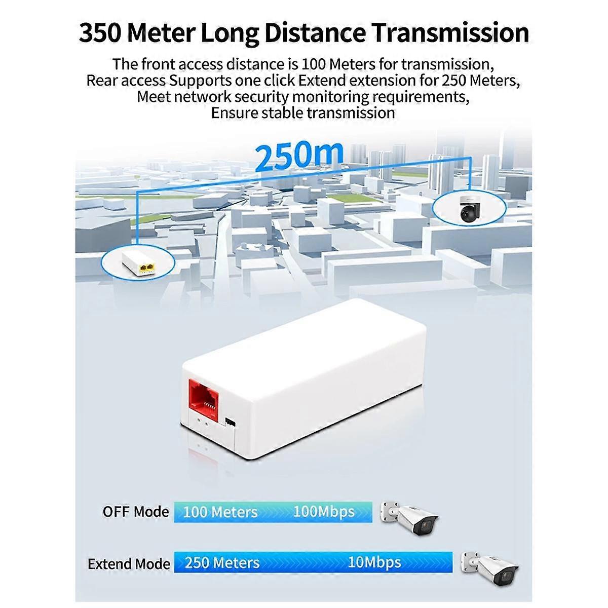 2 Port POE Repeater 10/100Mbps 1 to 2 for PoE Switch NVR IP Camera AP 2 Port POE Repeate