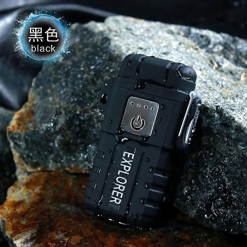 Outdoor Camping Artifact Abs Ultra-Long Sealed Waterproof Windproof Usb With Power Display Double Electric Arc Lighter