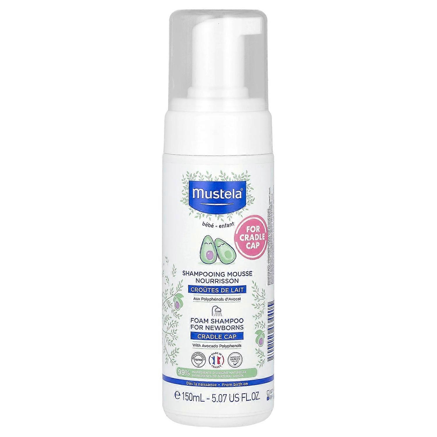 Mustela, Foam Shampoo for Newborns with Avocado Polyphenols, For Cradle Cap, 5.07 fl oz (150 ml)