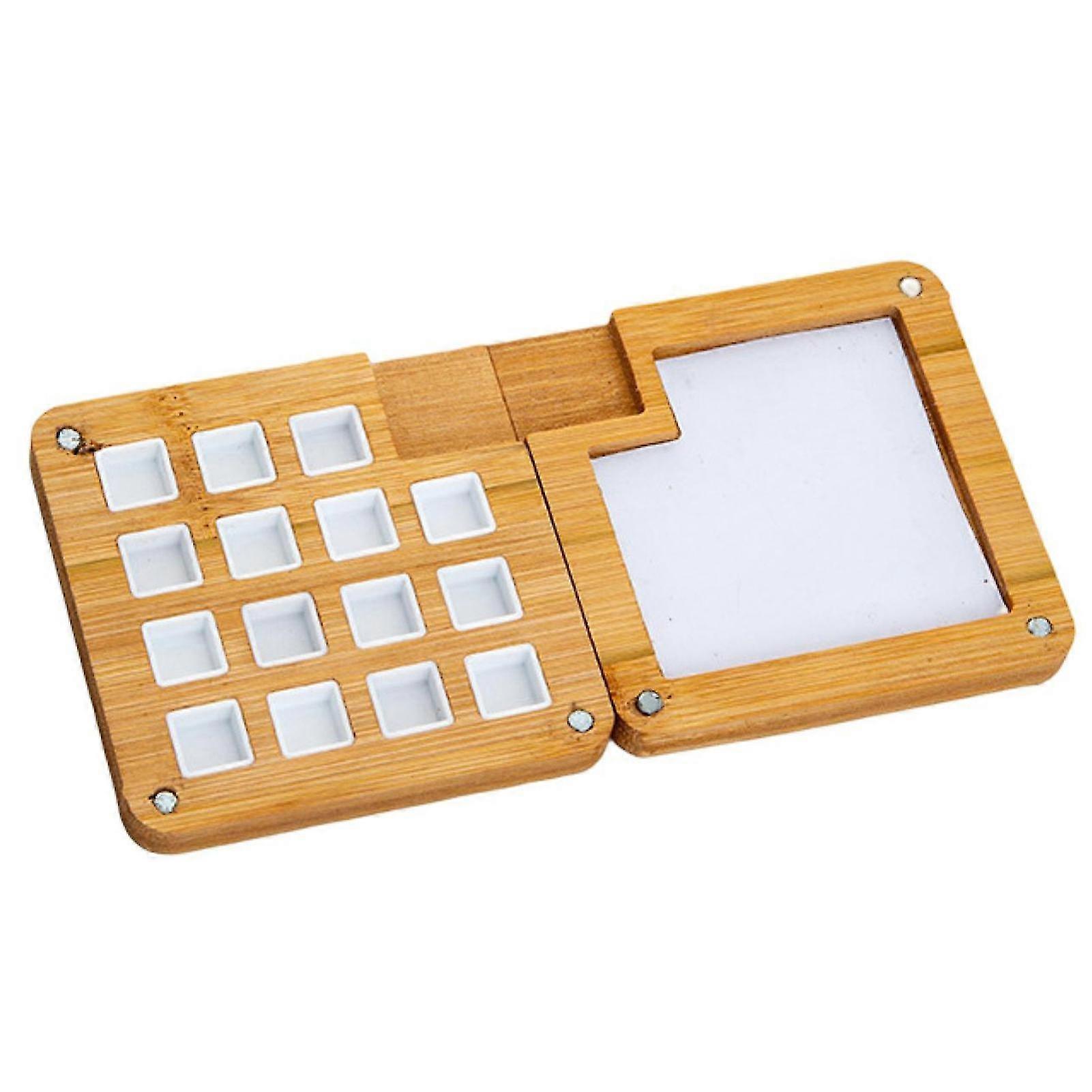 Sketchbook Palette Smooth Surface Portable Easy To Clean Magnetic Lid 15 Griglie Painting Rectangle Empty Wooden Color Palette Box Art Supplies Qinghai
