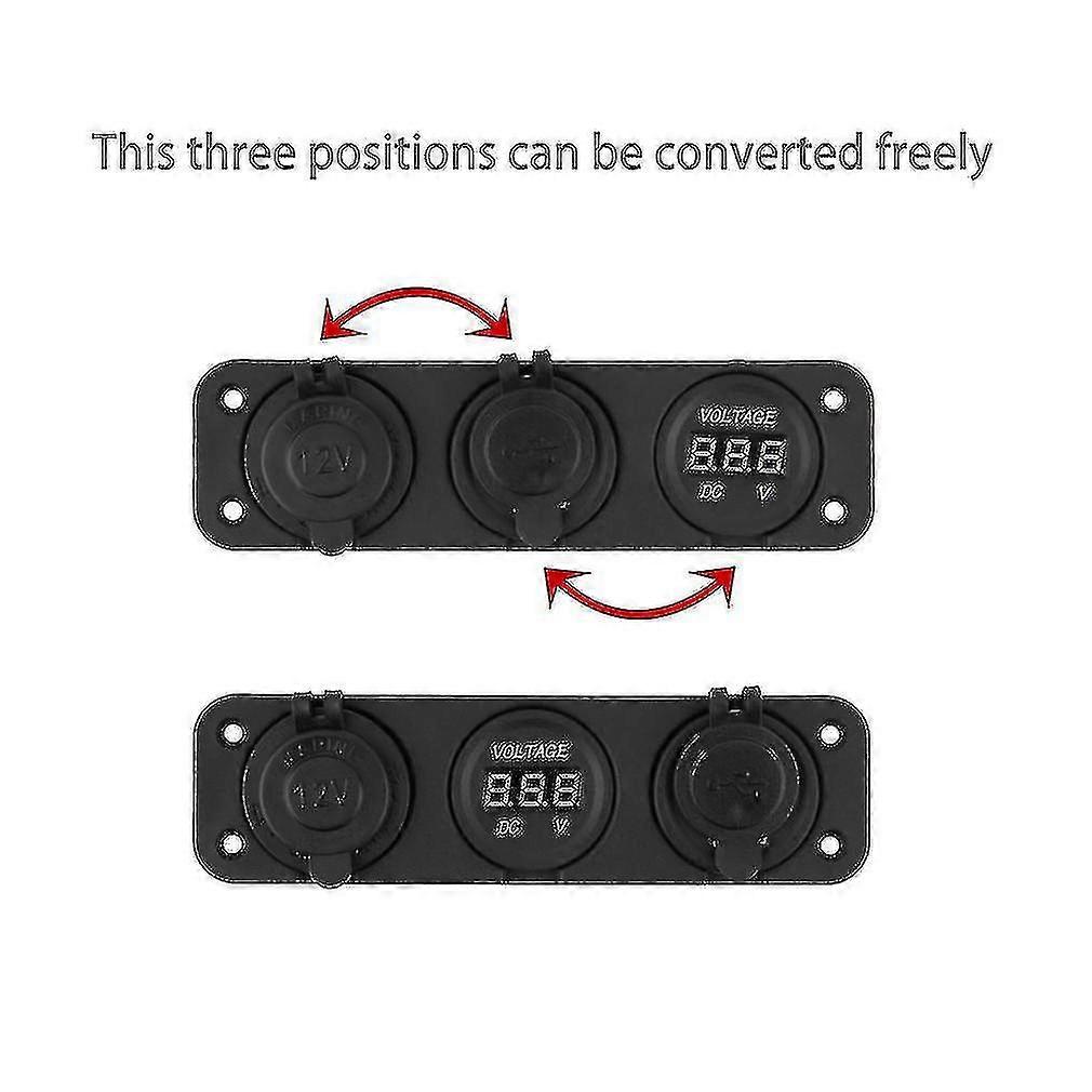 12v Dual Car Cigarette Lighter Socket Usb Adapter Charger Digital Voltmeter