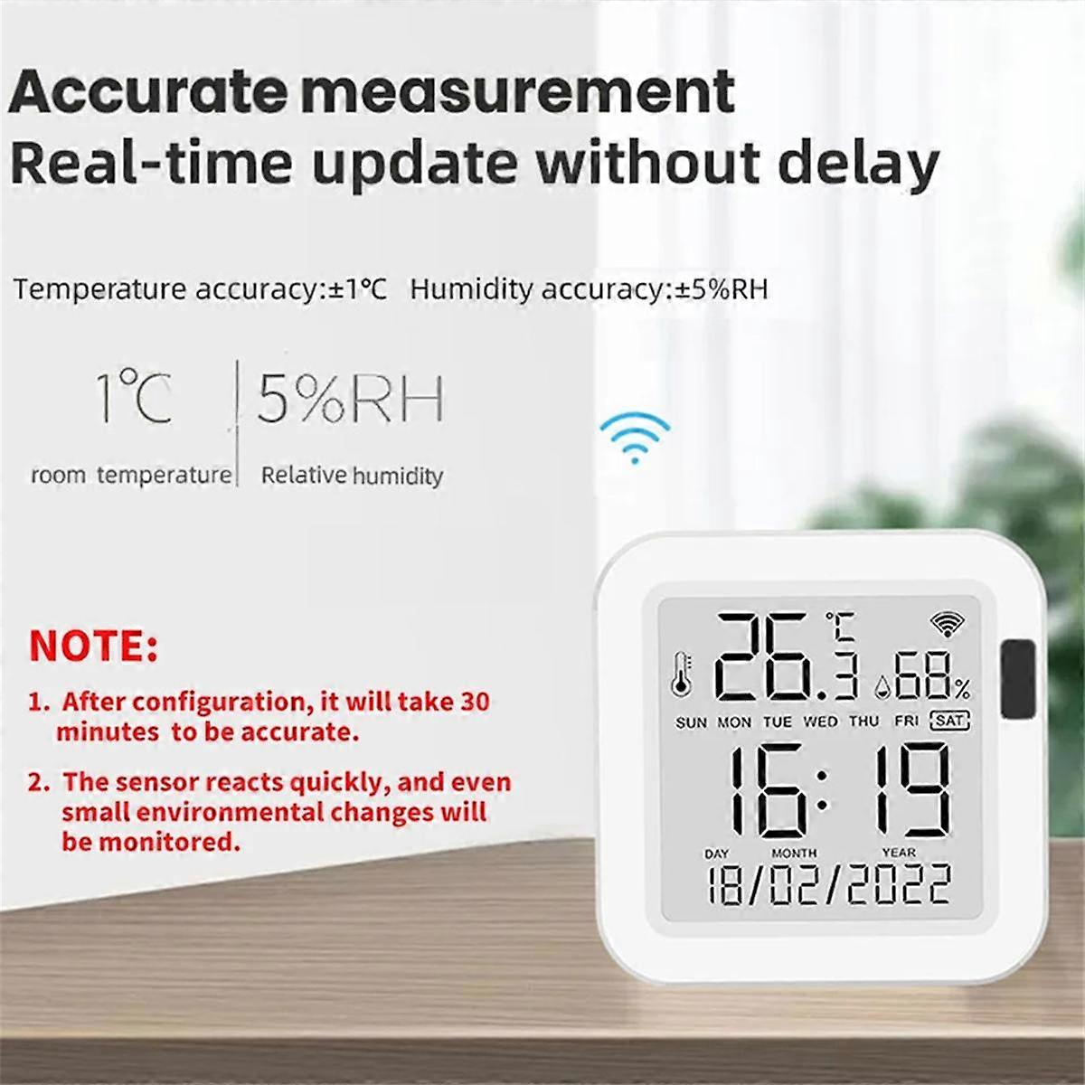 Tuya Temperature and Humidity Sensor with Backlight for Smart Home Var WiFi SmartLife for Alexa Assistant
