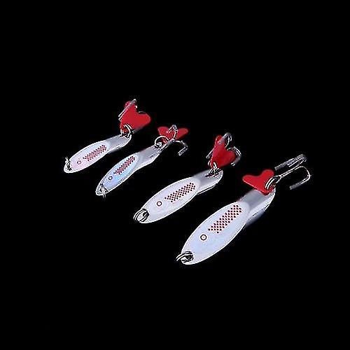 Fishing Baits Lures 4pcs 9/12/15/24g Fishing Spoon Lure Sequin Paillette Metal Hard Bait Hook Red Scale Tackle Silver