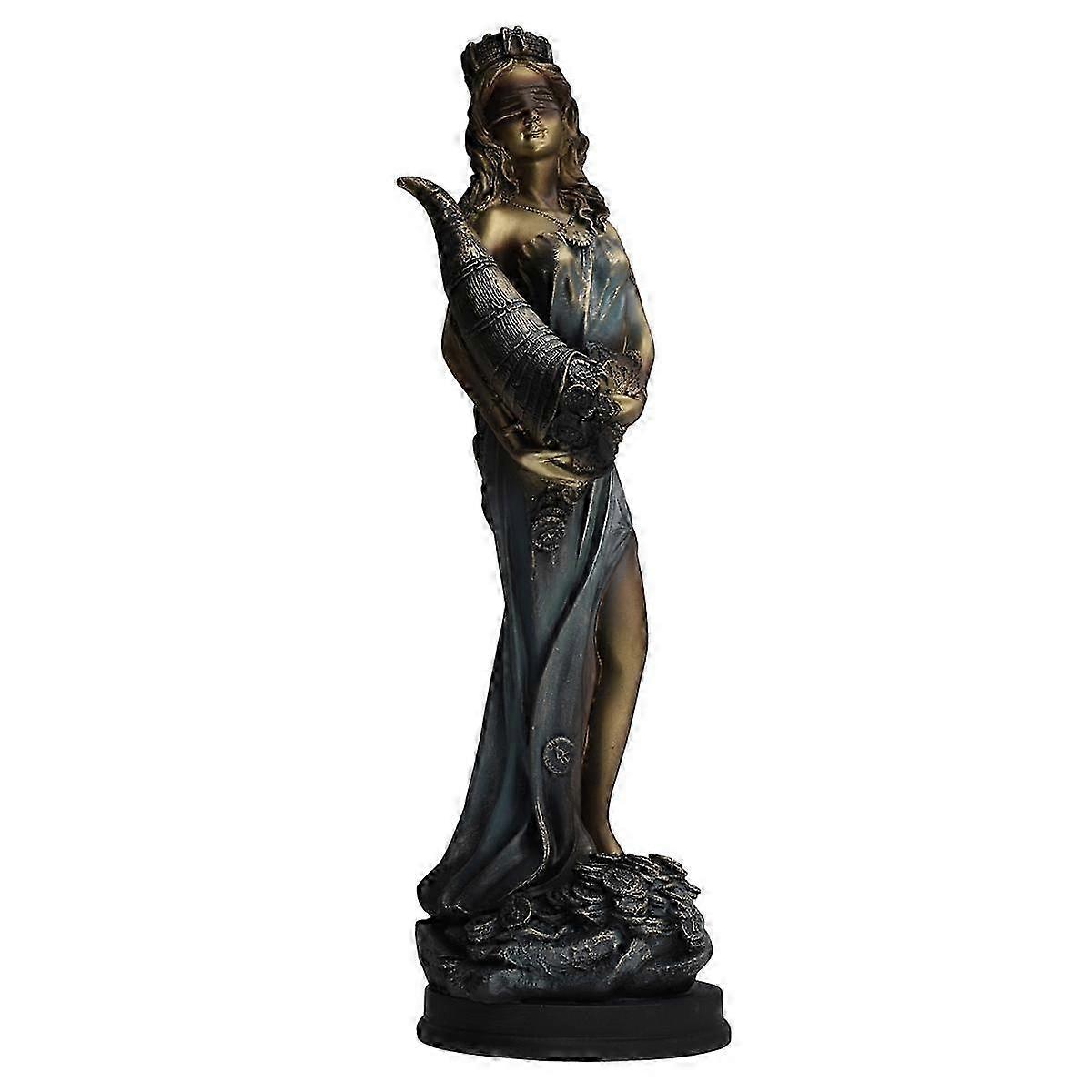 目隠しされたフォルトゥナ像 古代ギリシャローマの幸運の女神 ヴィンテージ 幸運の彫刻 家の幸運の装飾 35cm