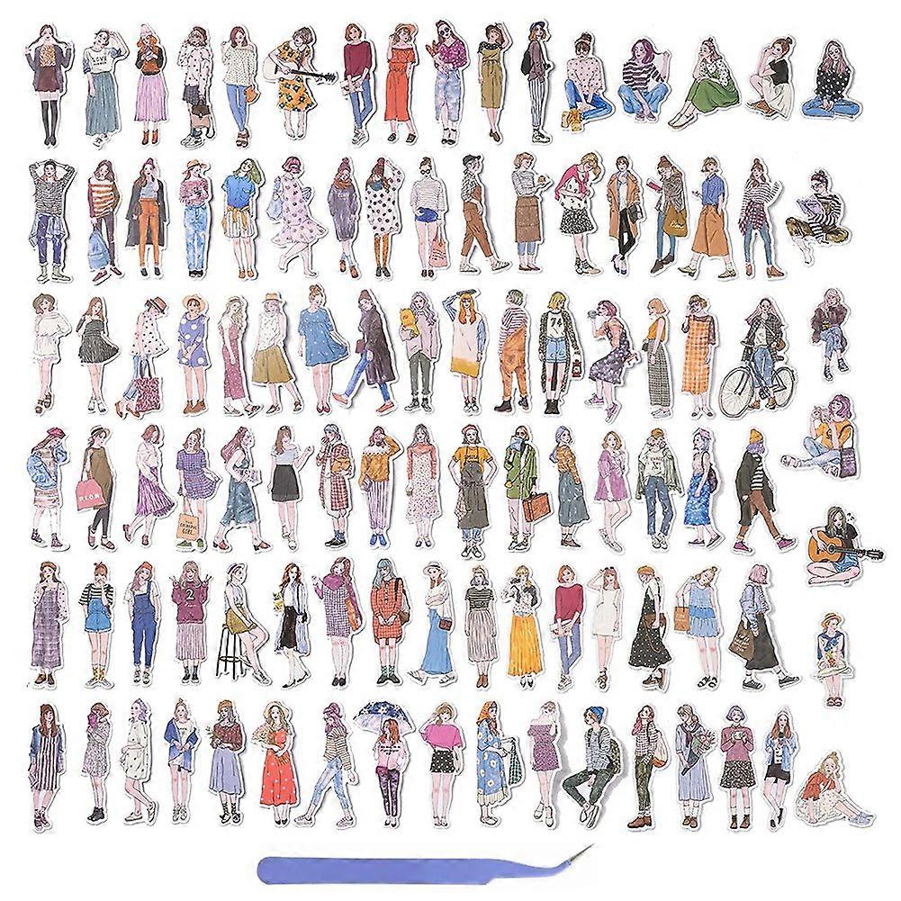 101 Pcs People Stickers for Journaling Scrapbooking,Urban Girl Scrapbook Sticker for Junk Journal S