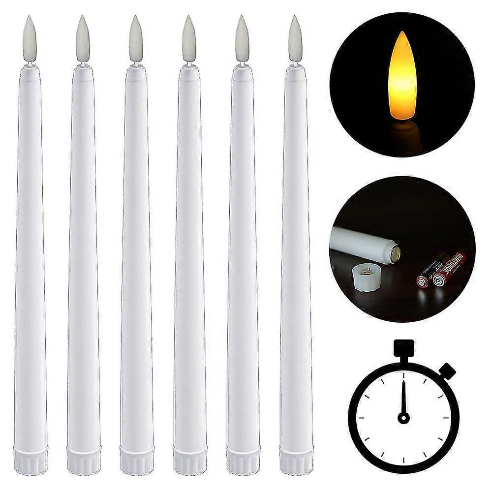 6pcs Remote Control Flickering Flameless Taper Led Candles Light Battery Powered