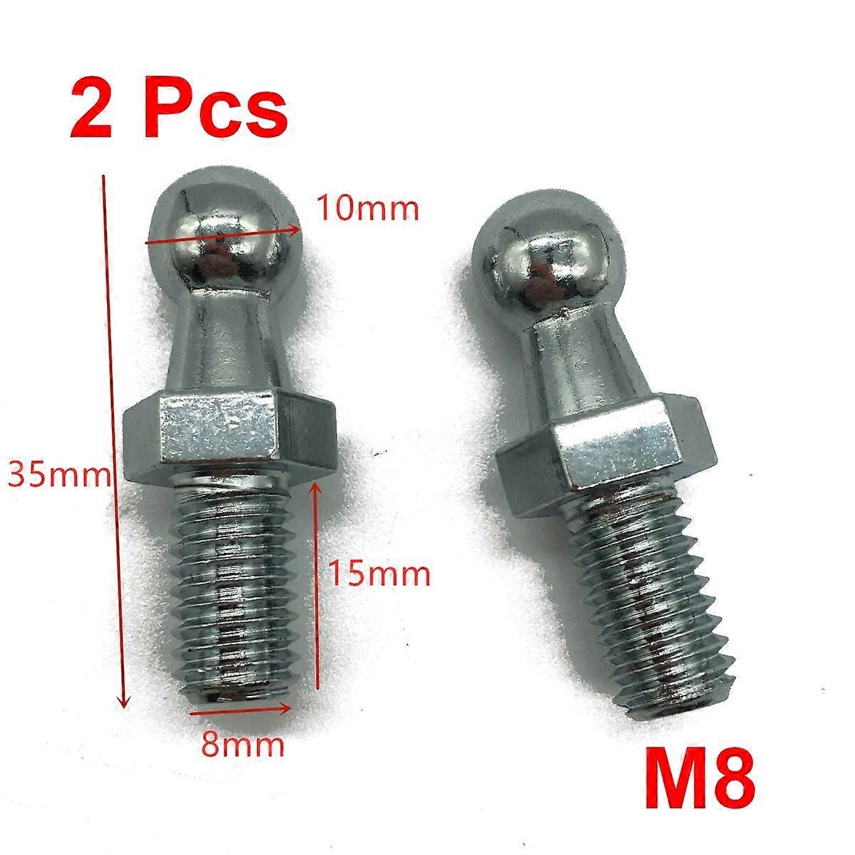 2x 10mm M8 M6 Universal Boot Bonnet Gas Strut End Fitting Connector Ball Screw Bolt Pin Joint Valve for Spring Lift Supports