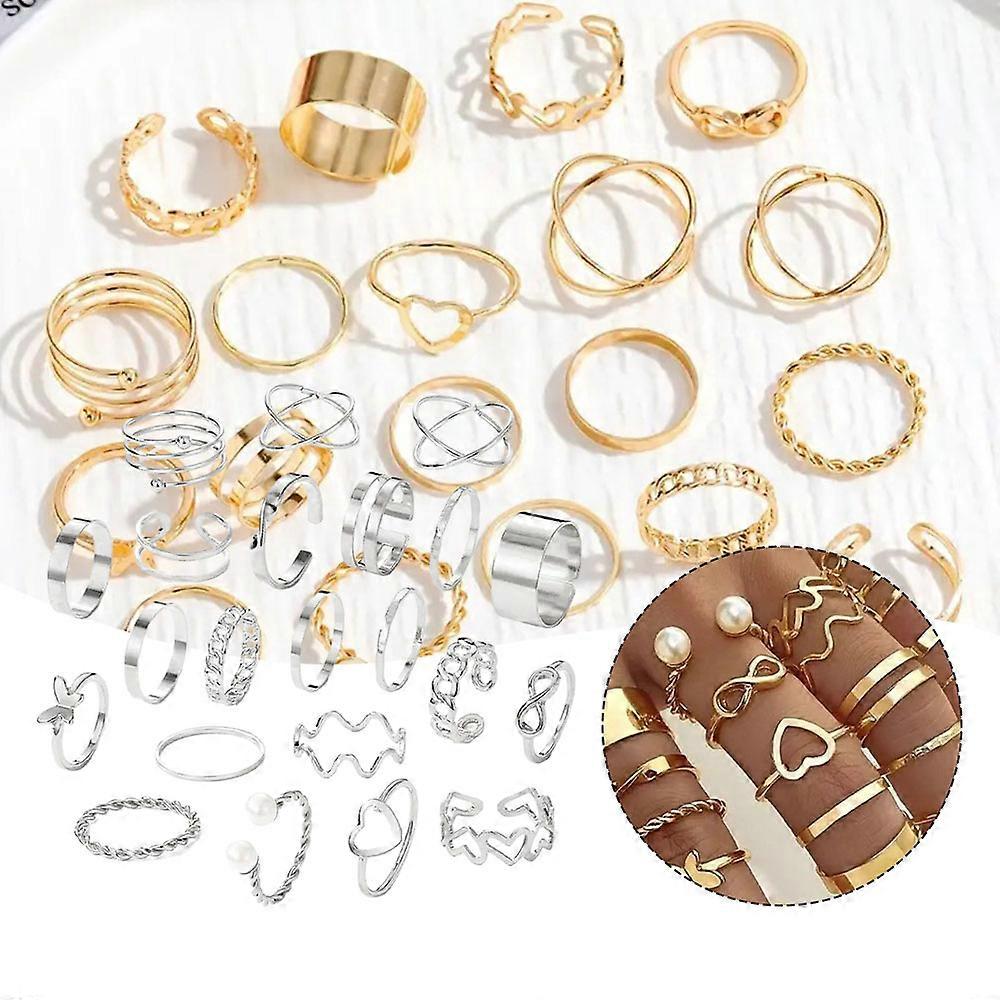 22 Pcs Geometric-shaped Rings Grandiloquent Stylish Fingers Accessories for Daily Wear