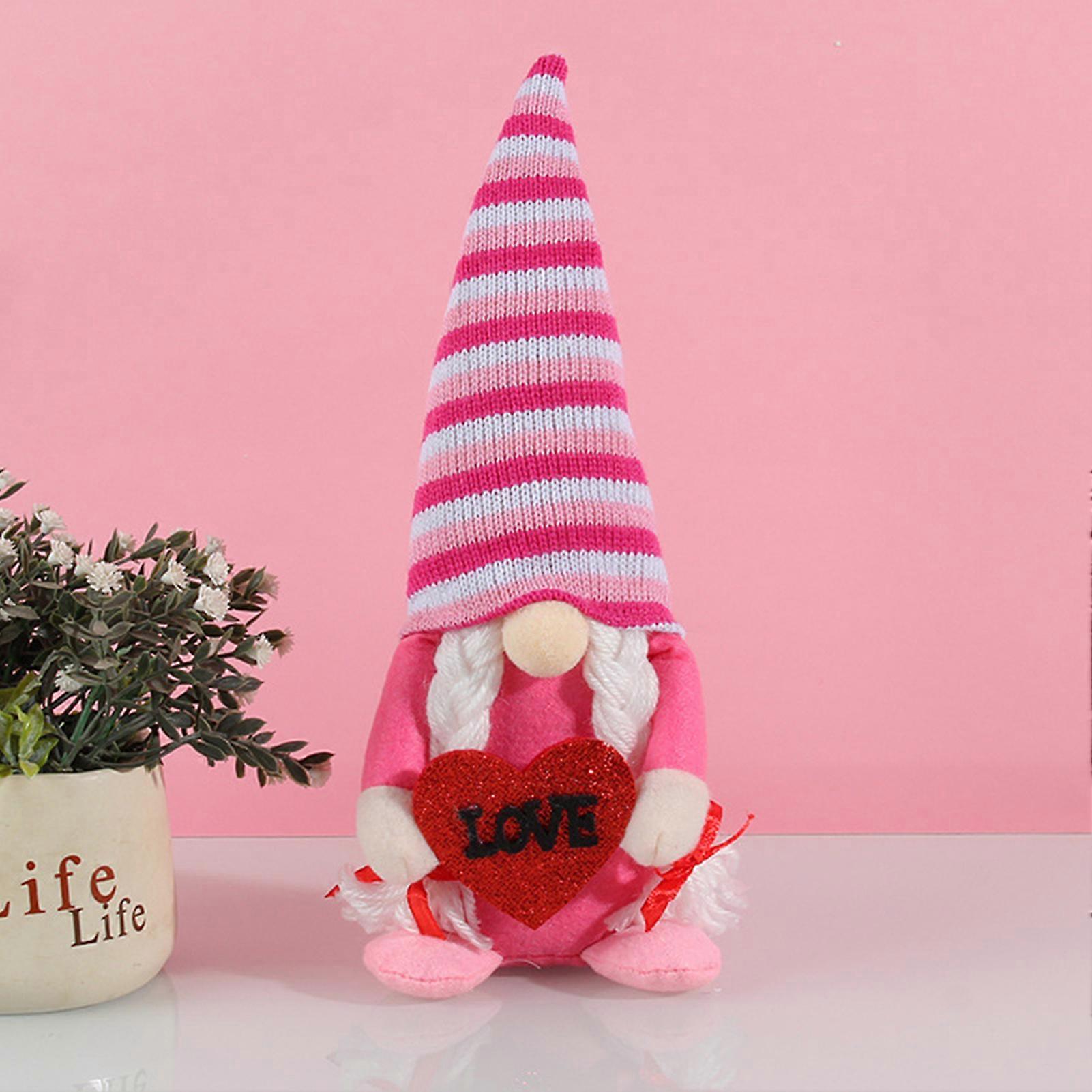 Valentine\'s Day Pink Plush Home Decoration Doll Soft Comfortable Touching Stuffed Toy for Holiday Party Room Decoration