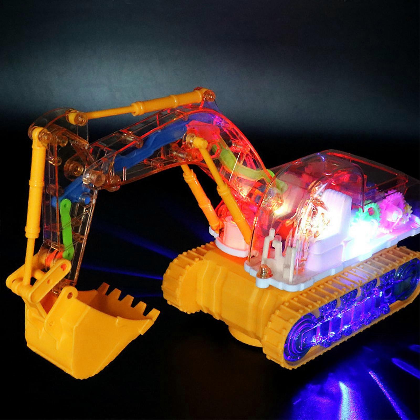 Children's Electric Universal Transparent Gear Mining Toy Car Music Lighting Engineering Vehicle Simulation Model