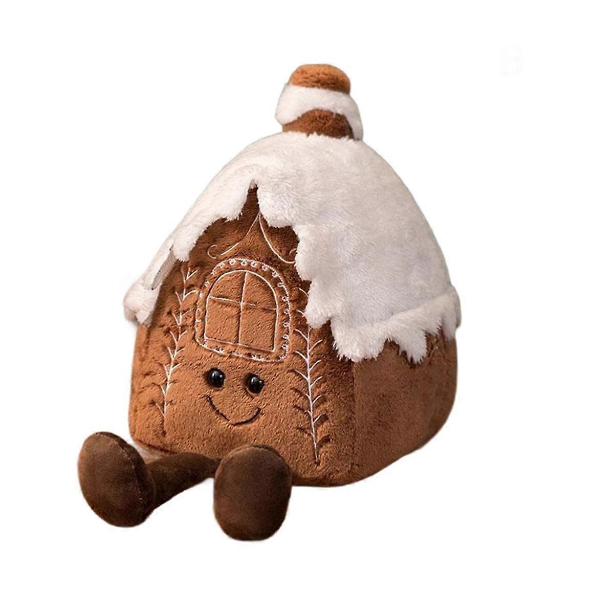 Christmas New Plush Pillow Stuffed Chocolate Cookie House Shape Decor Cushion Cute Funny XMas Tree