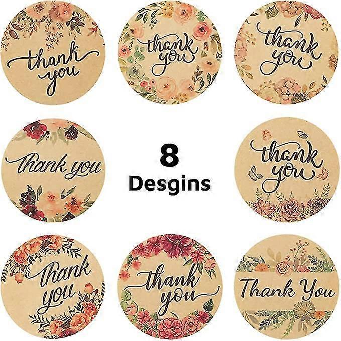 شكرا لك ملصقات, 500 قطعة من 1.5 جولة ذاتية اللصق ملصقات ملصقات مع 8 تصاميم, علامات ختم الزخرفية لمتجر الزهور, متجر الأحذية, كوس