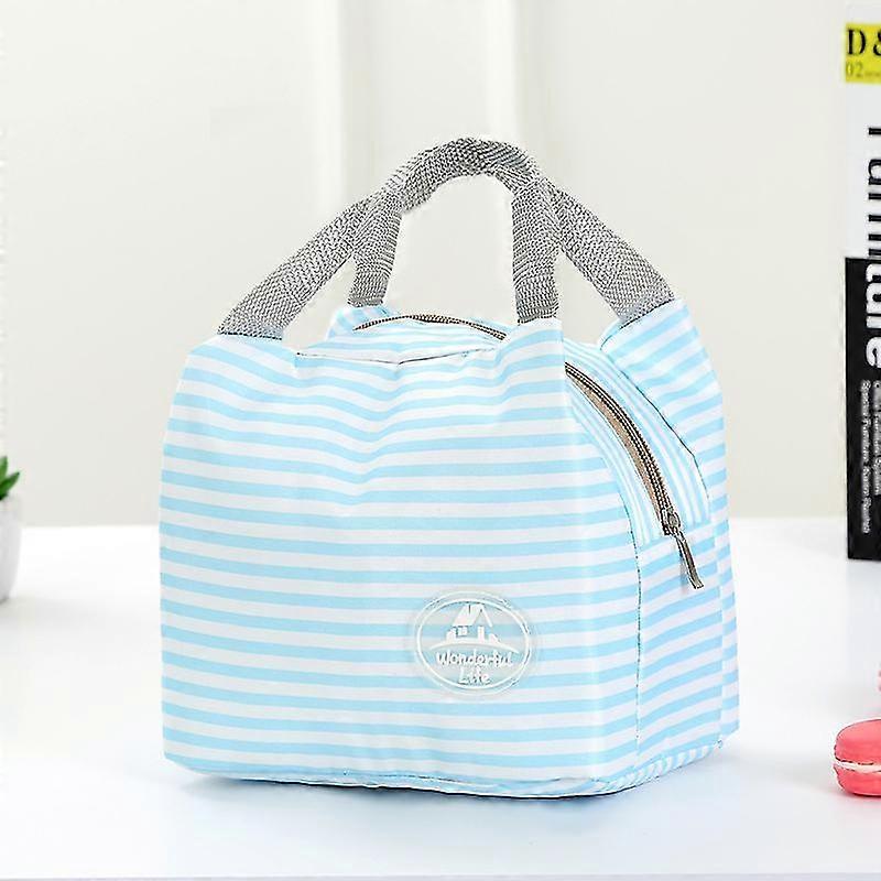 Insulated Lunch Bag Tote Bag Women's Lunch Box Insulated Container (blue Stripe)