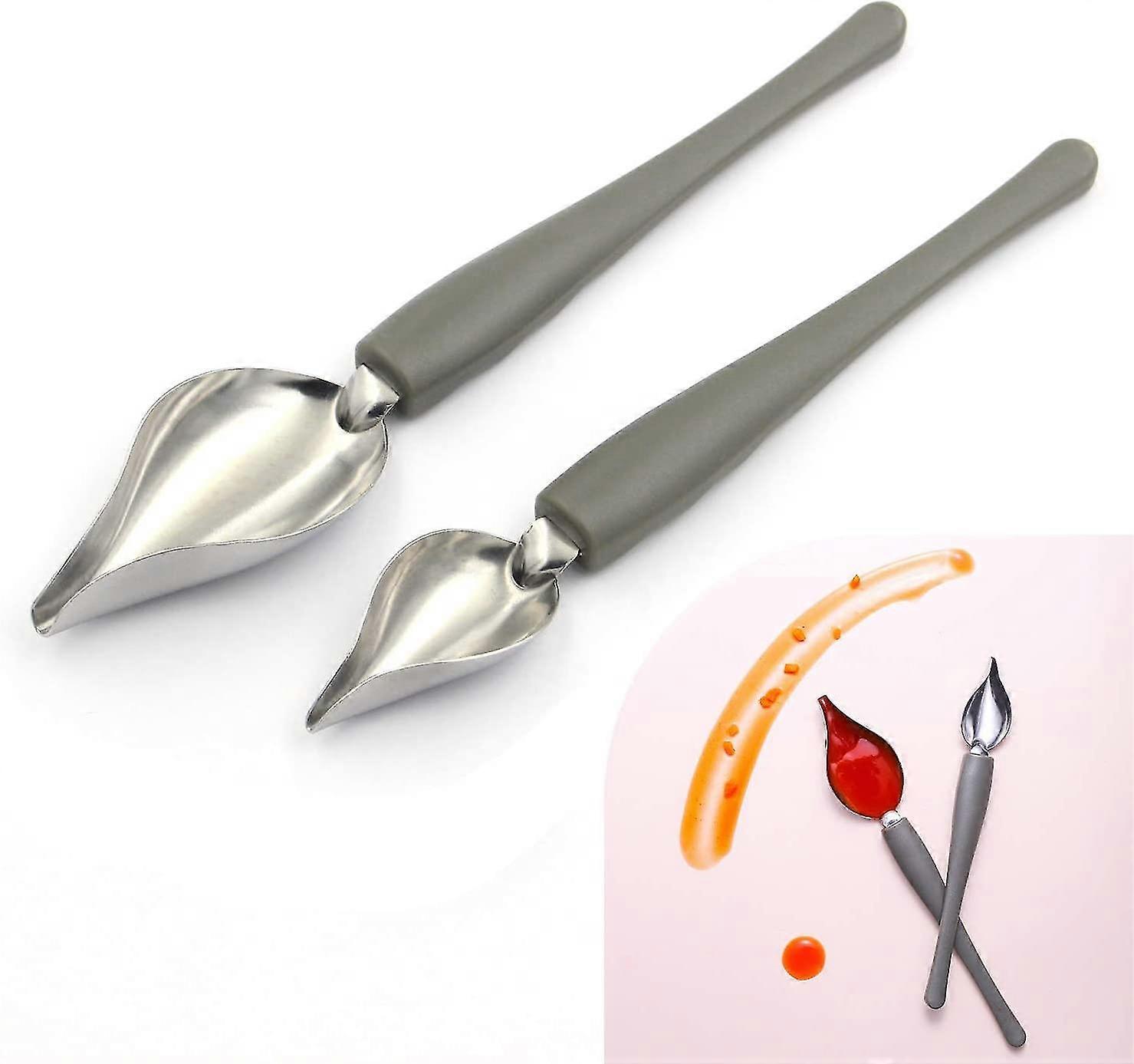 Professional Small Precision Culinary Drawing Decorating Spoons Set, Acsergery 2 Pcs Gift