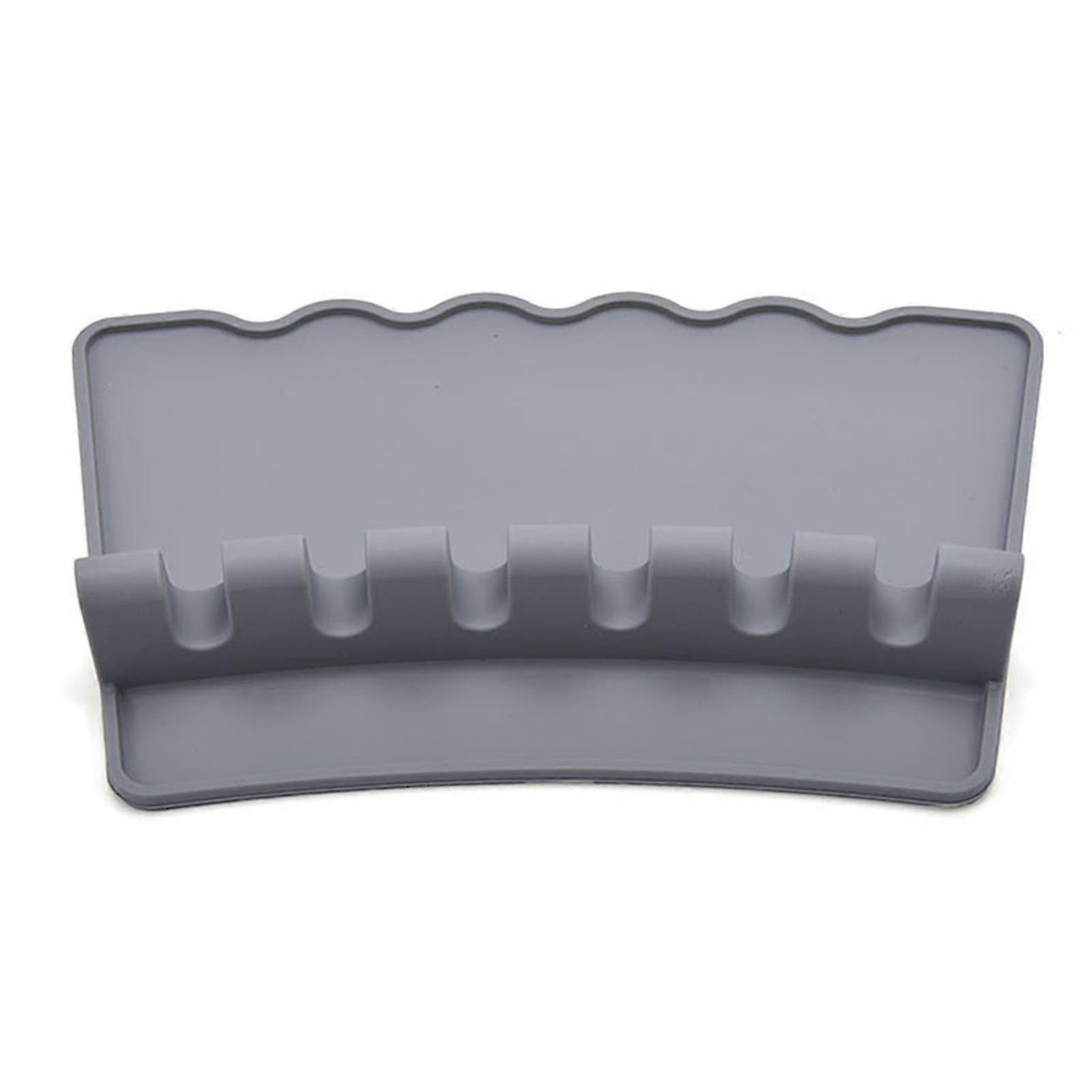 6-slot Silicone Spoon Holder For Kitchen With Widened Drip Pad For Non-slip1pcsgray