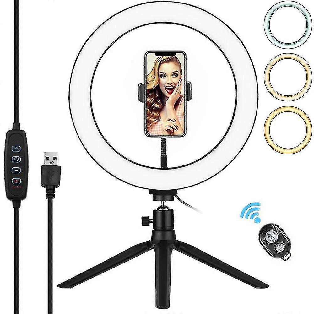 Ring Light Tripod With Remote Control, Table Ring Light With 3 Colors