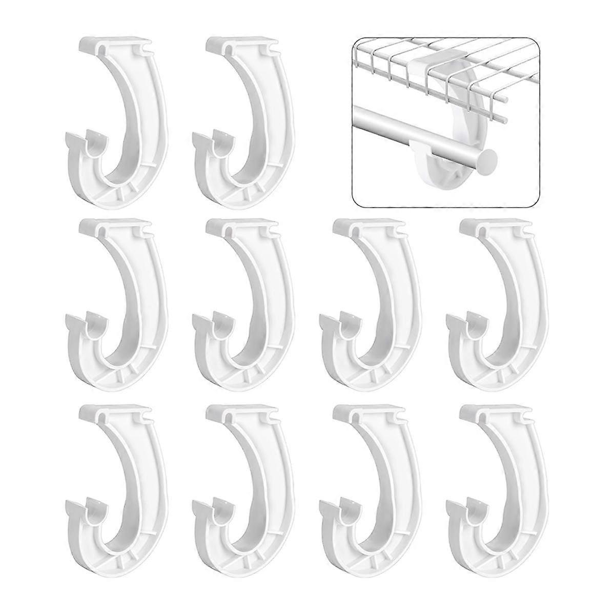 10Pcs Hanging Closet Rod Support,Closet Shelf Rod Holder,J-Shaped Closet Brackets for Hanging Cloth