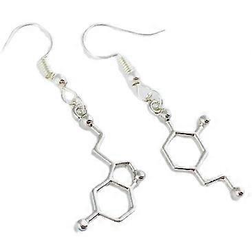 Earrings Molecule Dopamine Serotonin Asymmetric Silver