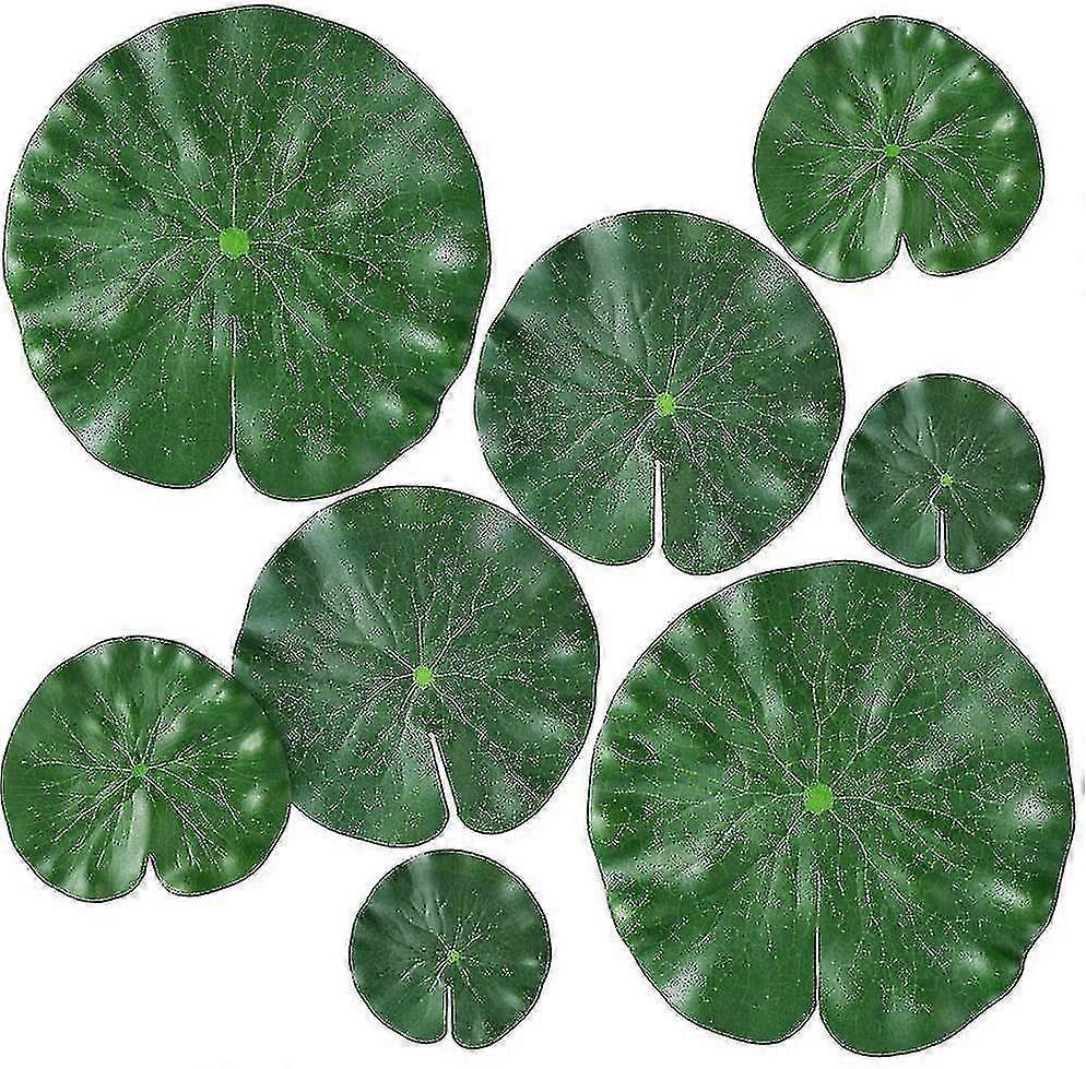 8 Pack 4 Sizes Artificial Water Lily Pads For Floating Plants And Realistic Lotus Leaves For Home, Garden, Ponds, Pool, Aquarium, Landscape