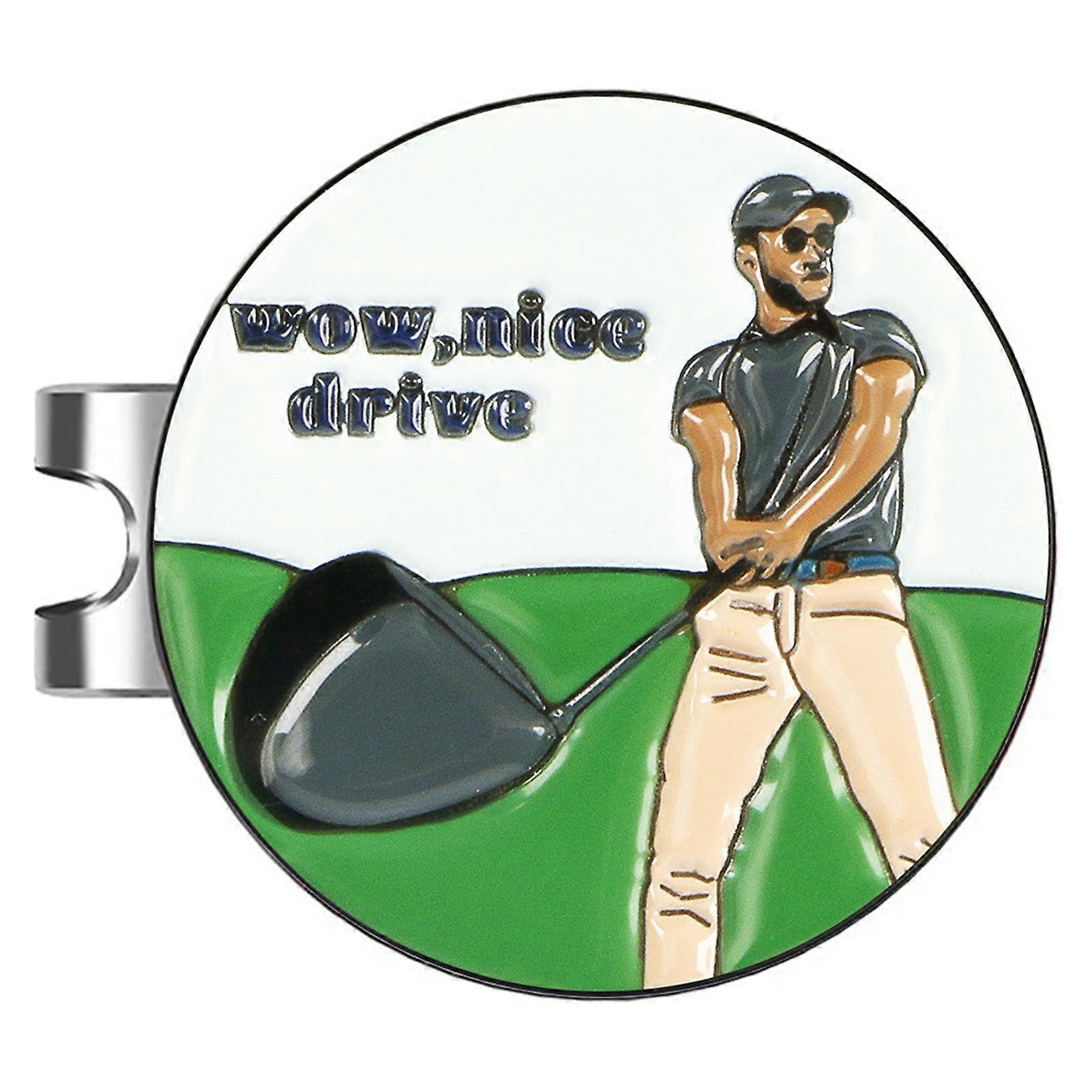 Golf Ball Marker Exquisite Pattern Compact Size High Durability Not Easily Deformed Rustproof Golf Training Iron Golf Ball Position Marker with Hat Cl