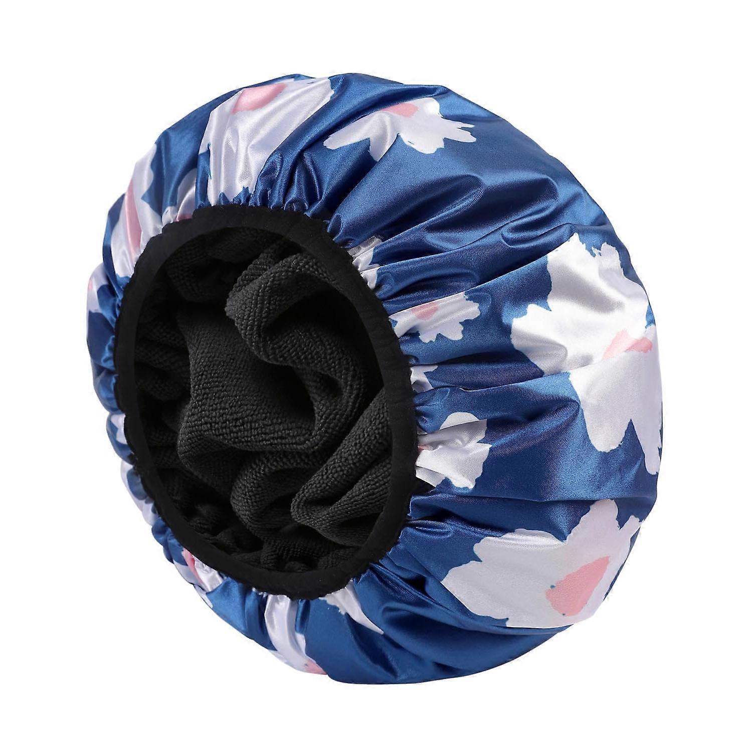 (Blue) Reusable 3-layer shower cap