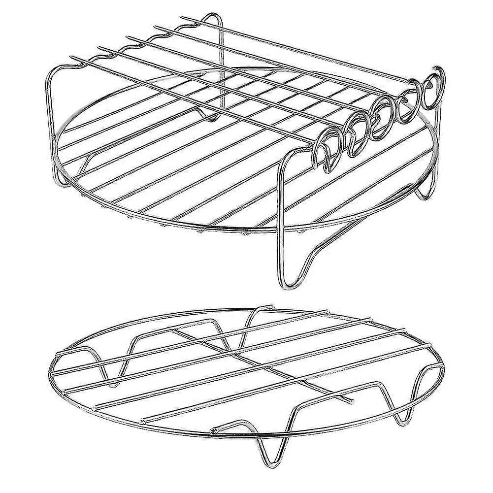 2 Pcs Air Fryer Accessories Air Fryer Rack Set Multi-purpose Double Layer Rack With Skewer For Xl P