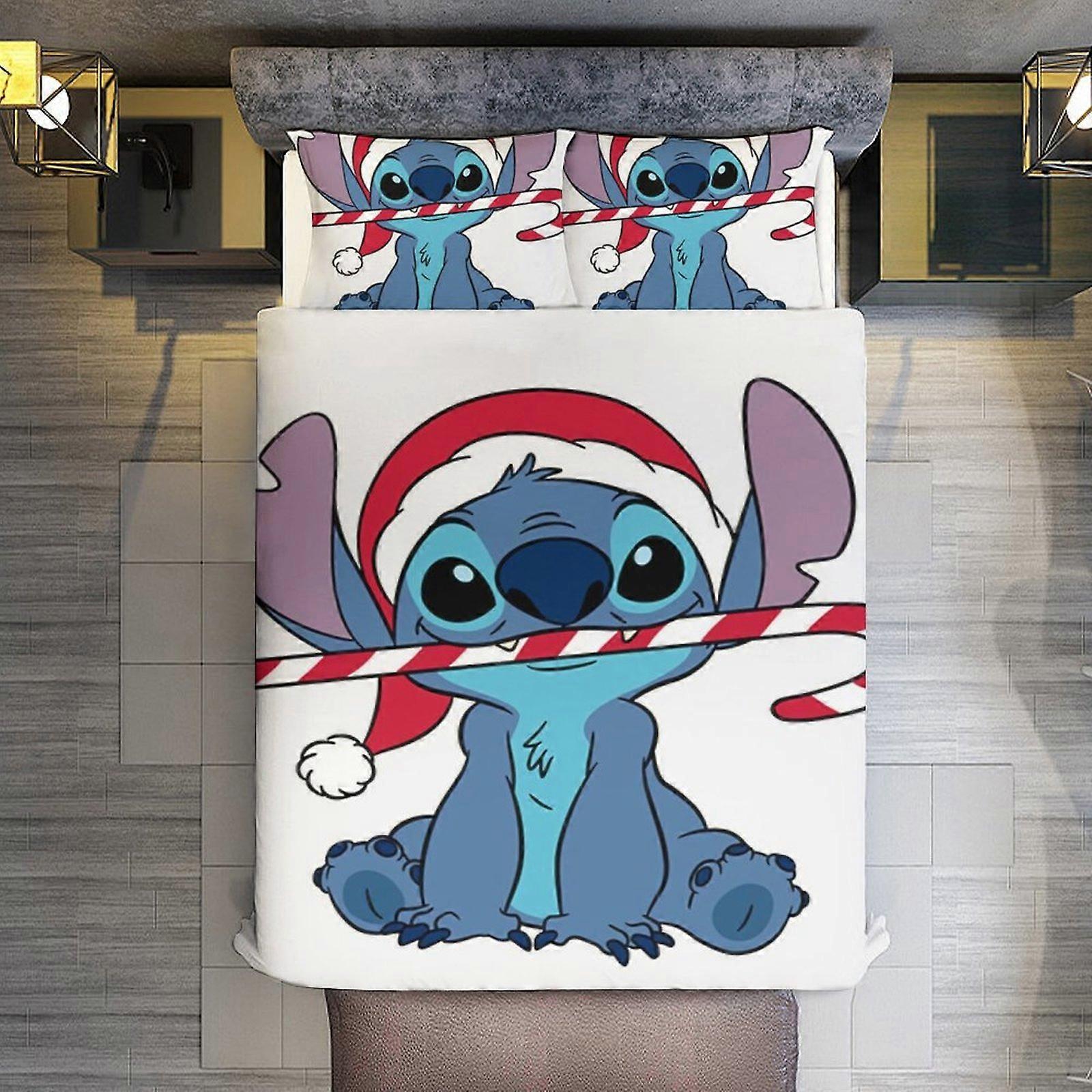 v3500 ملاءات السرير الفراش غرزة عيد الميلاد ليلو 3 قطع غطاء لحاف مجموعة بالحجم الكامل سوبر لينة مقاومة يتلاشى ستوكات 1 غطاء مع سحاب و 2 حبوب منع الحمل