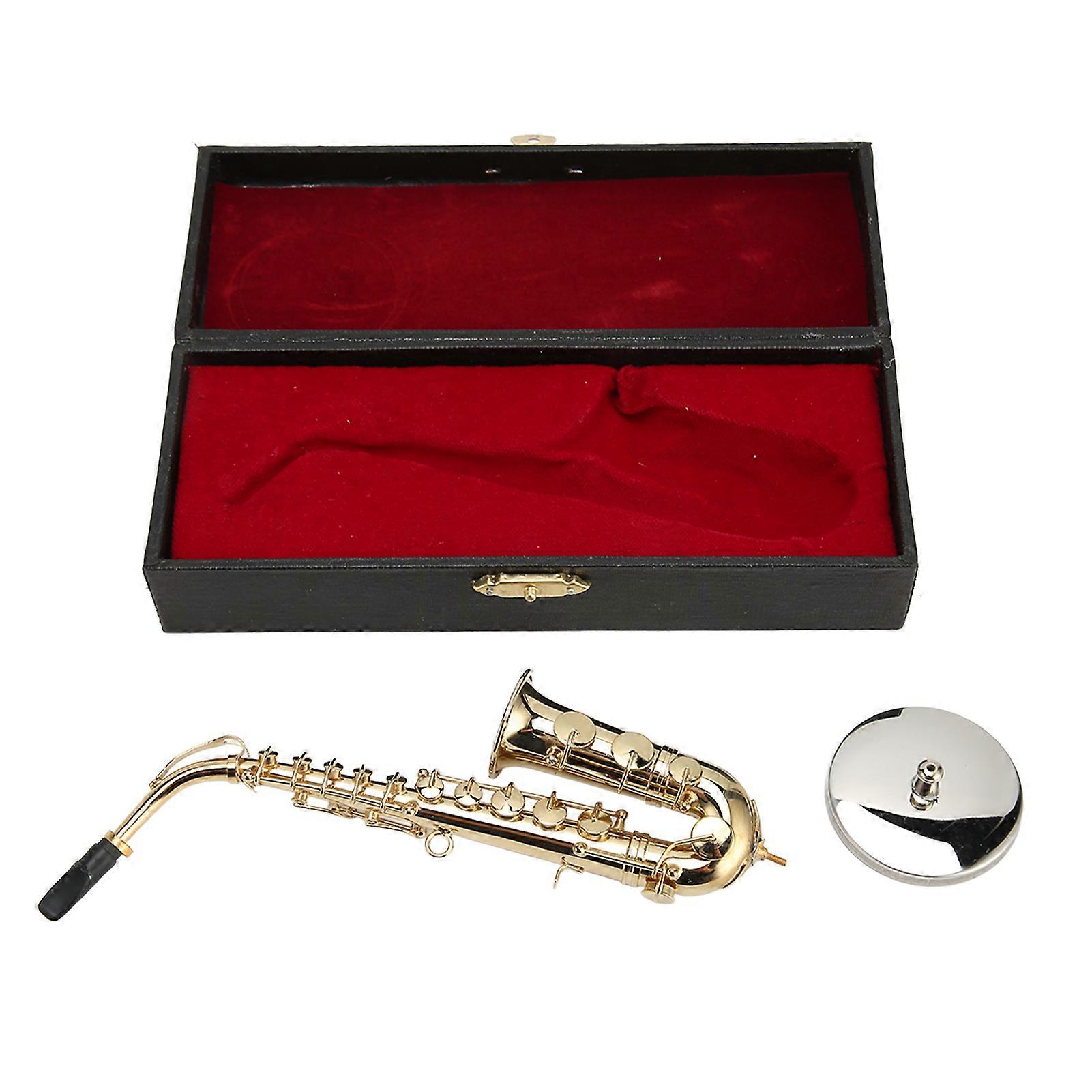 Mini Alto Saxophone Ornament Decoration Handmade Miniature Saxophone with Stand Tiny Alto Saxophone Dollhouse 16cm
