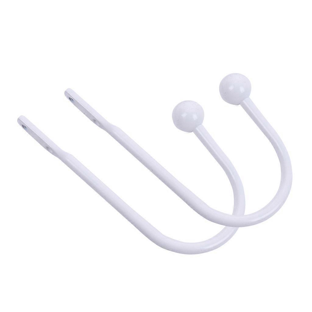 1 Pair U-Shape Curtain Holdback Drape Holder Wall Hooks Round White