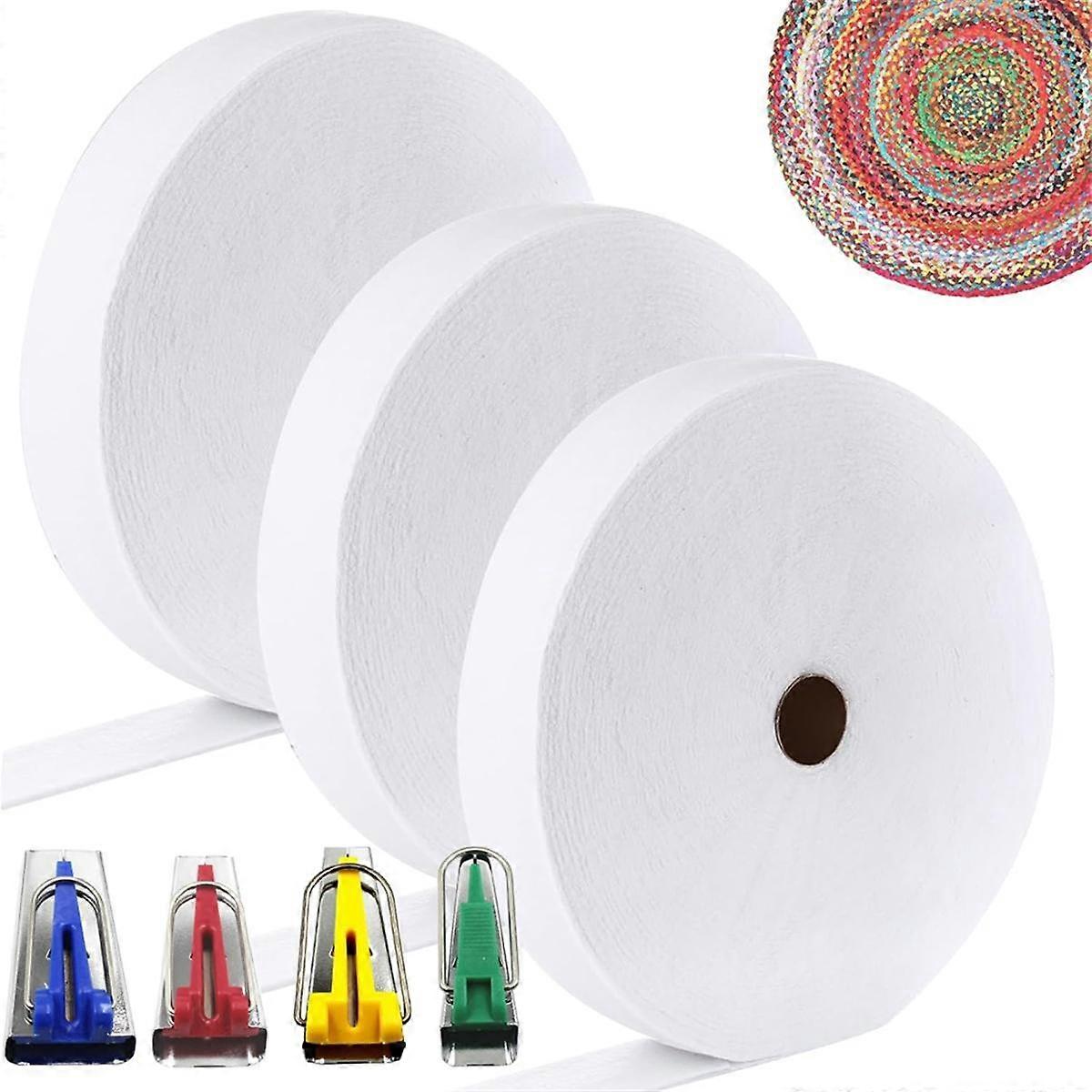 Batting Strip 2 1/4 Inchx50 Yard Cotton Blend Fleece BattingRoll for Needle Punched with 4 Fabric T
