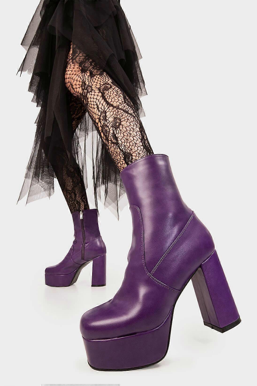 Lamoda Making Moves Platform Ankle Boots - LMF 1559 - PurplePU - UK7