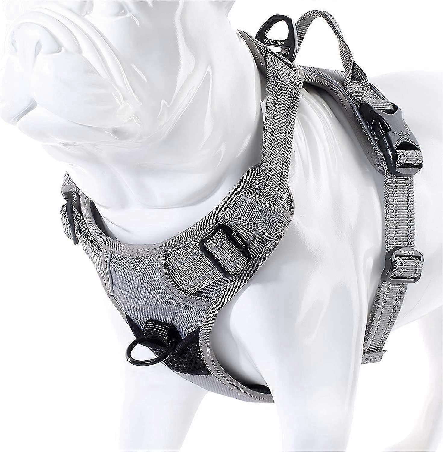 Truelove Soft Front Dog Harness Reflective No Pull Harness with Handle and 2 Leash Attachments