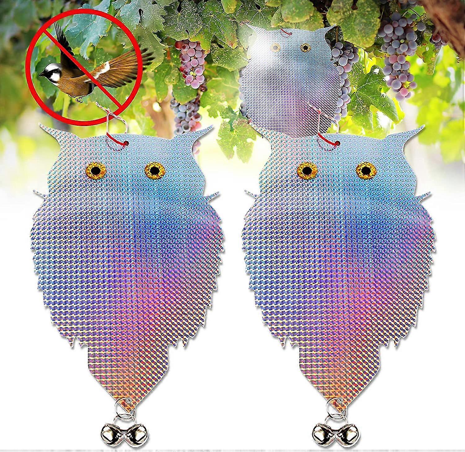 2 Pcs Reflective Owl,bird Repellent Owl Scarecrow Bird Repeller Bird Repellent Anti Pigeon With Bird Bell,for Balcony,window Sill,garden,farm,anti-cro