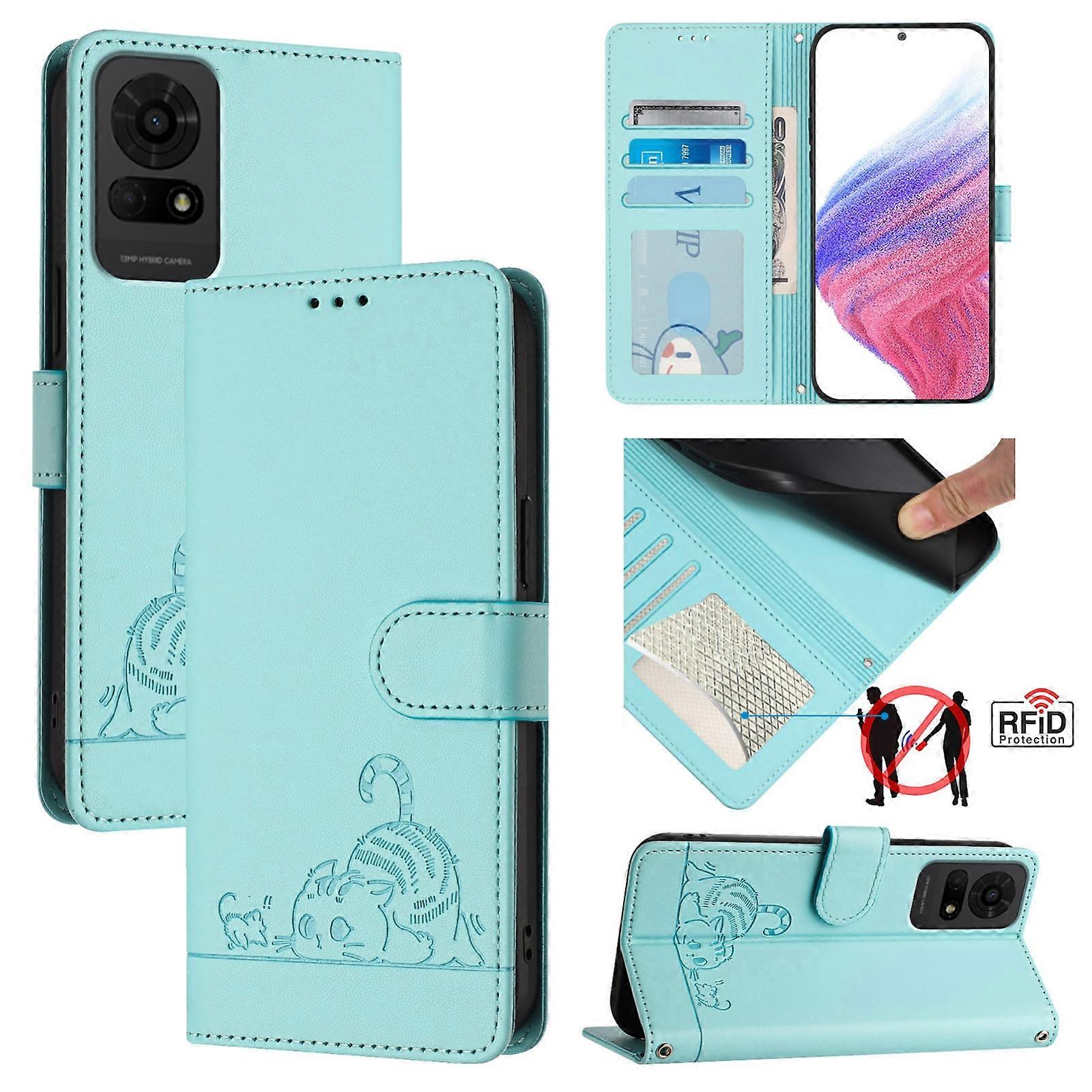 Cat Rat Pattern PU Case Pour TCL 50 LE 5G