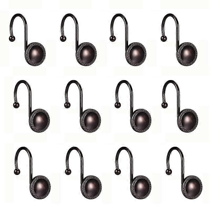 decor shower curtain hooks rings,12 pcs rustproof hooks for bathroom
