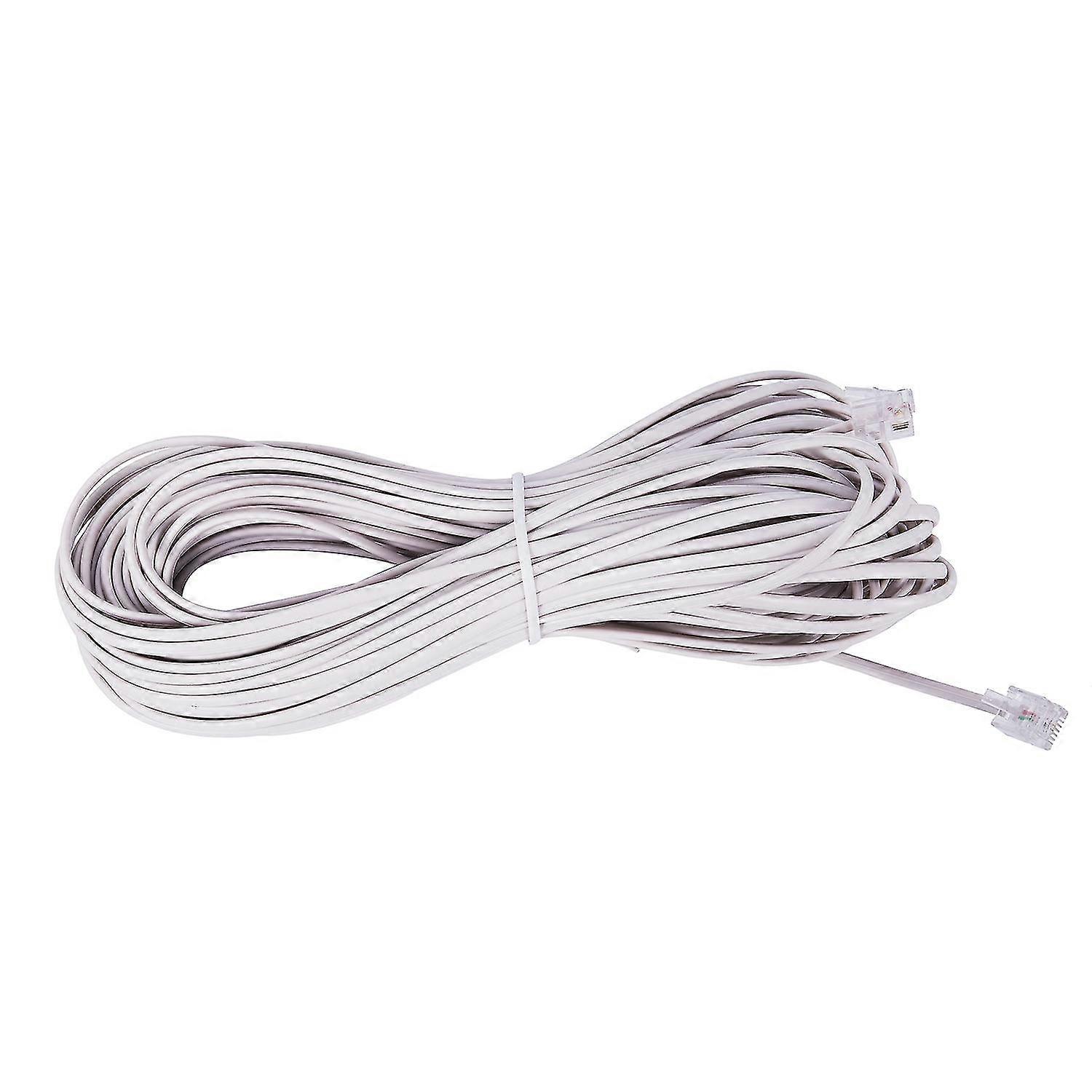 Flexible Rj11 6p2c Telephone Extension Cable 19m White