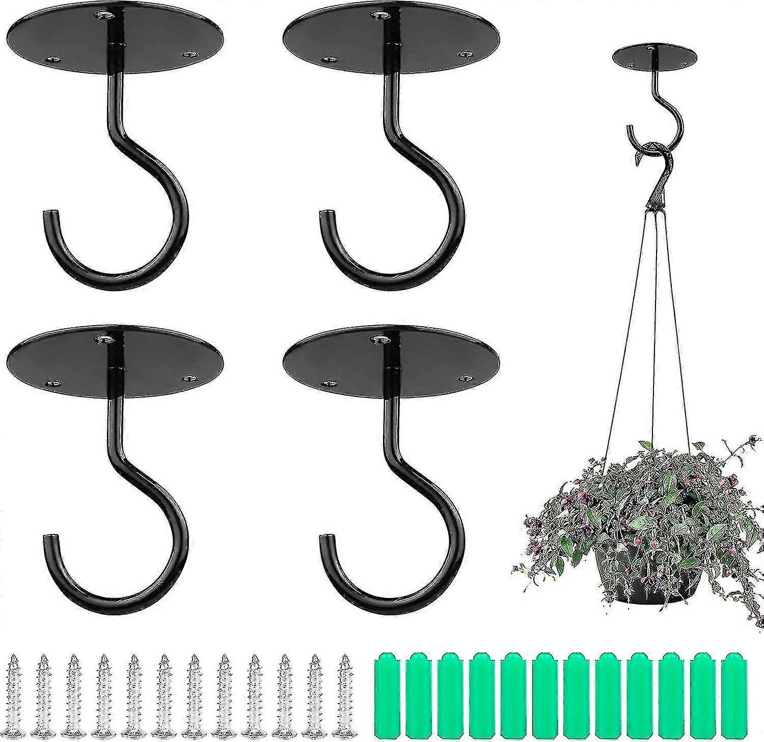 4 Pieces Wall Mounted Ceiling Hooks With Screws For Hanging Wind Chime