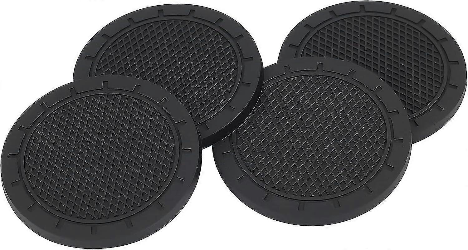 Car Coasters For Cup Holders (4 Pcs, Black)
