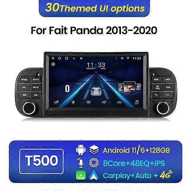 Wireless Carplay 2Din Android 11 6+128G For Fiat Panda 2013-2020 Car Radio Stereo AutoAudio 4G Lte DSP WIFI Multimedia Player