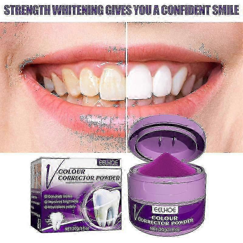 Vorallme V34z パープル ホワイトニング トゥース パウダー 歯 黄色 汚れ 汚れ 口 クリーン フレッシュ ブライトニング ホワイト