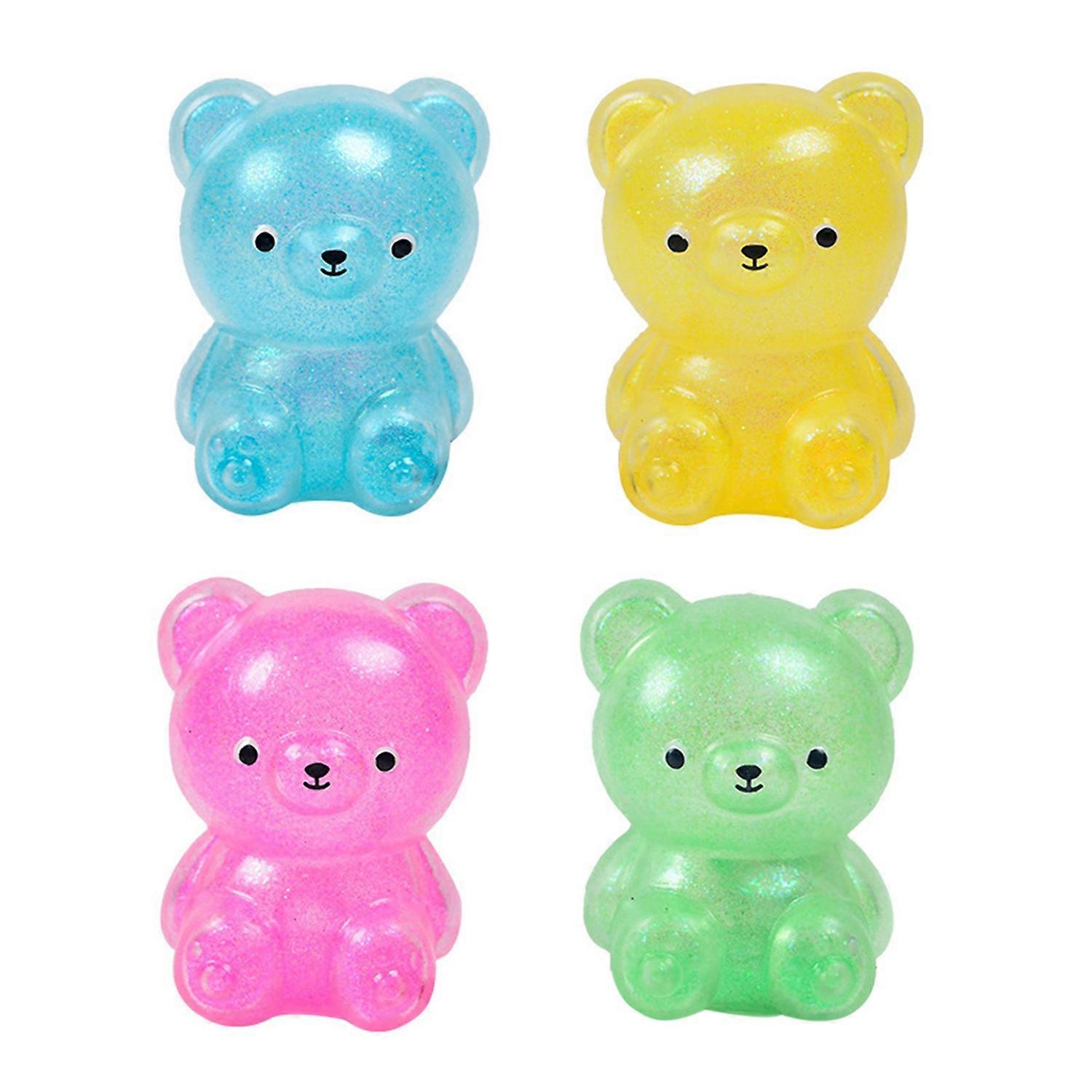 1/4Pcs Cartoon Bear Squeeze Toy Slow Rebound Soft TPR Stress Anxiety Relief Portable Kids Teens