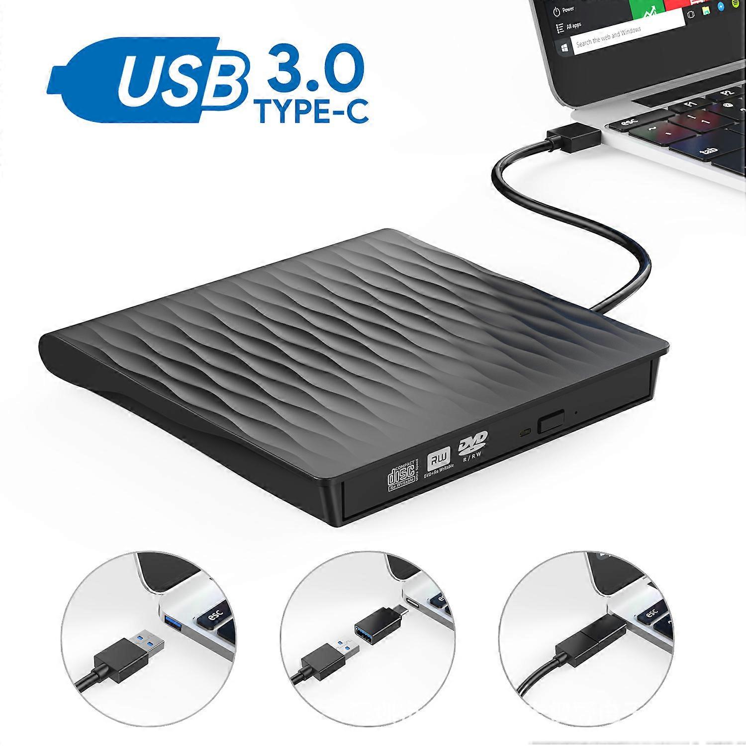 External CD DVD Drive, CD Reader CD/DVD-RW Burner Low Noise High Speed Data Transfer Super drive for Laptop, Desktop