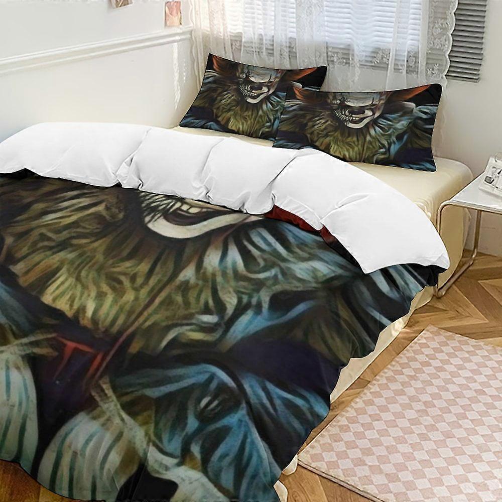 Sängkläder set NK122 Pennywise 3-delat sängkläder set Mjukt varmt och bekvämt bäddset med 1 påslakan och 2 örngott Lakan PC122