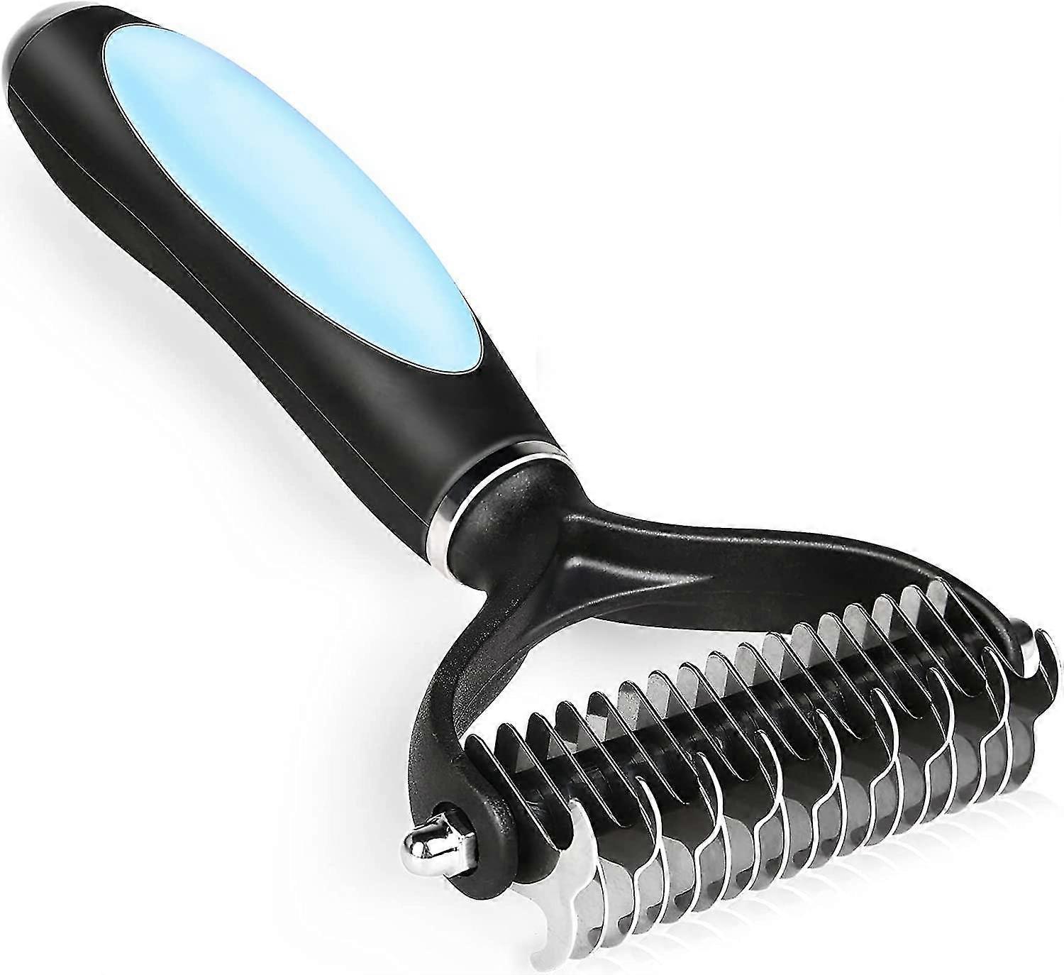 Pet Grooming Tool Dematting Comb For Dogs& Cats 2 Sided Undercoat Rake For Easy Mats &tangles Removing Blue
