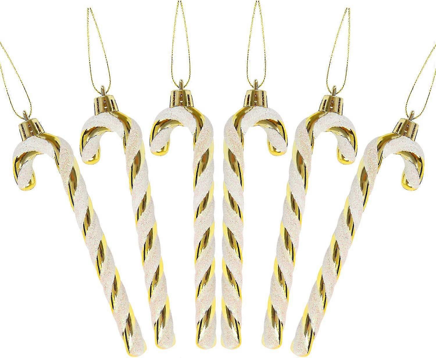 6 יחידות חג המולד נצנוץ סוכריות מקל פלסטיק מקל ממתקים קישוטי עץ חג המולד