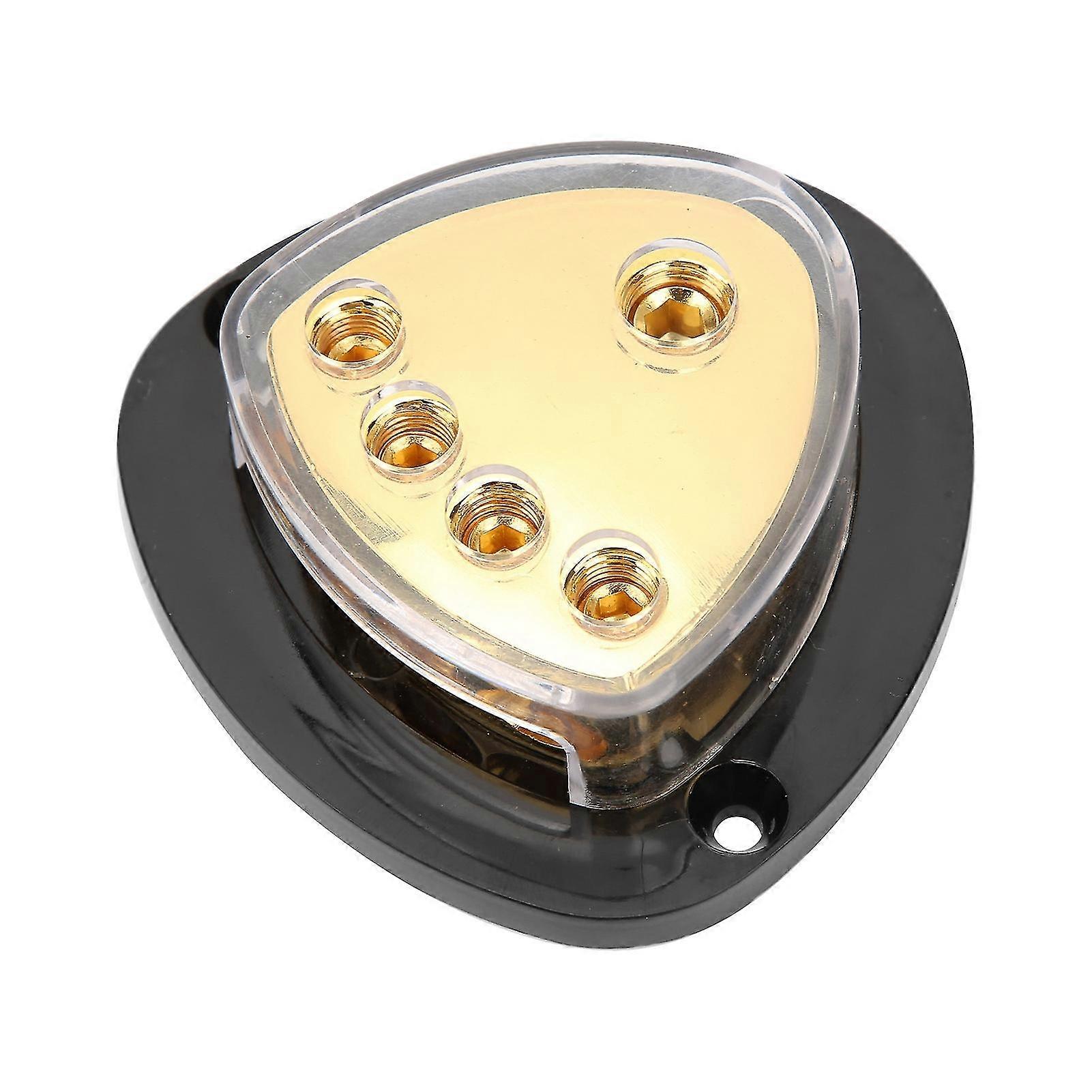 Car Audio Splitter - 4 Way Power Distribution Block 1 Gauge Input 4 Gauge Output Ground Distributor