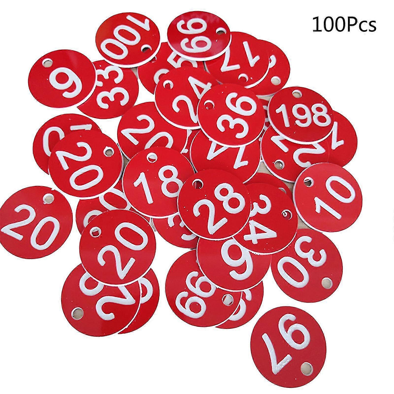100 stk Plast Id Antall Tags 1-100 Gravert nummer Id Tag farget for nøkkelring Tw