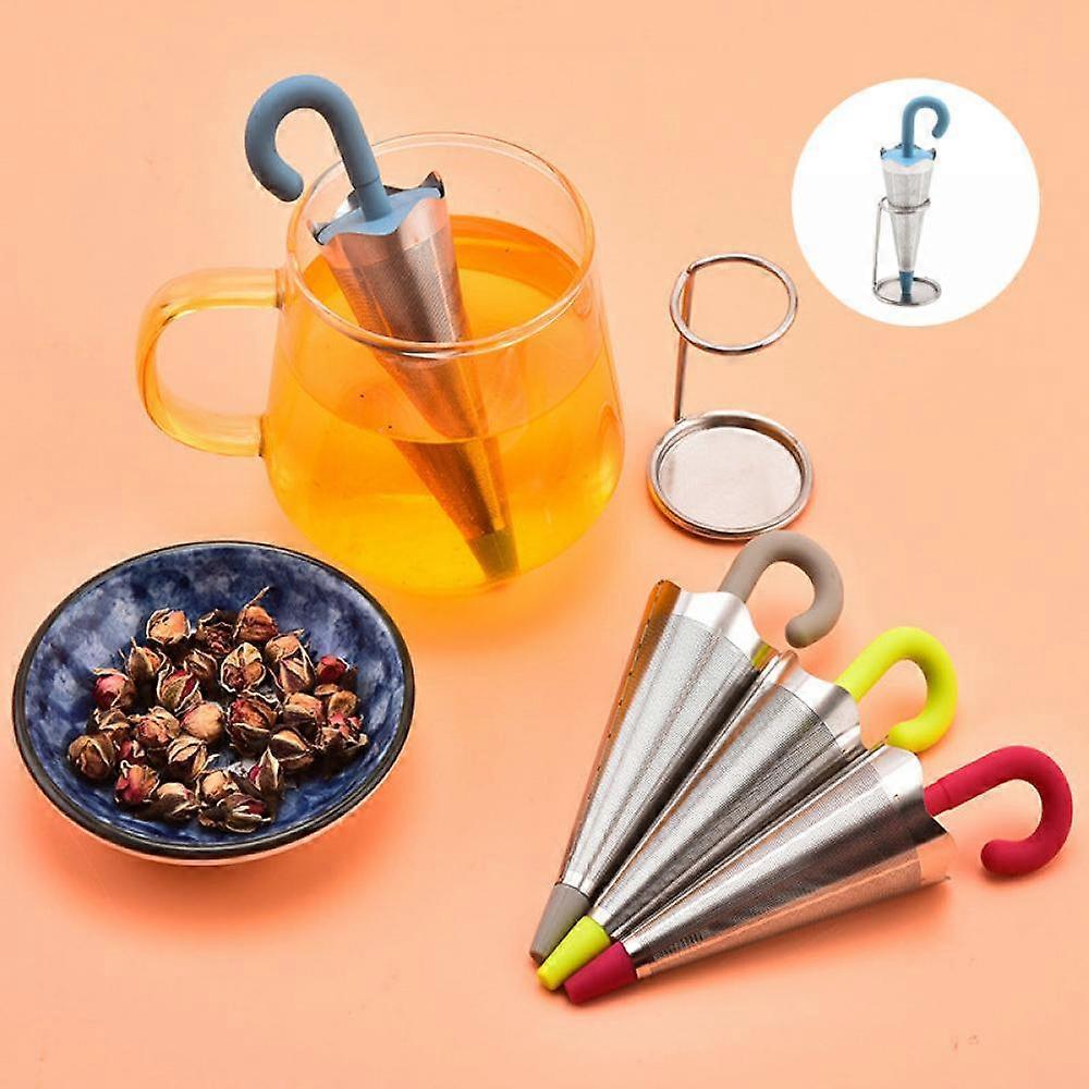 Tea Filter for Loose Tea, Umbrella Stainless Steel Tea Infuser, Reusable Fine Mesh Tea Strainer with Drip Tray, Funny Tea Infuser Filter for Teapots,