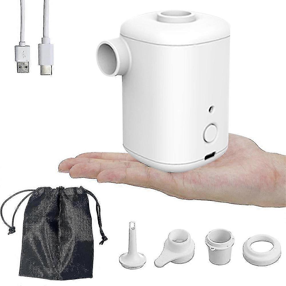 Portable Air Pump, Electric Air Mattress Pump For Inflatables With 3000mah Battery, Mini Inflator Pump With 4 Nozzles, Usb Rechargeable Quick To Infla