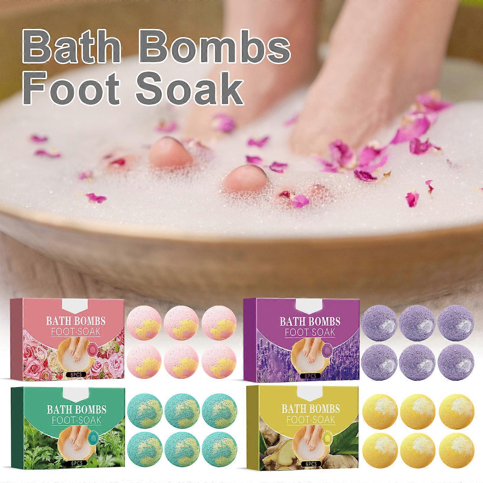 Foot Bath Bombs 6 Pack, Οργανικό Μούλιασμα Ποδιών με Αλάτι Μπάνιου, Foot Spa Bomb Πλούσια Αιθέρια Έλαια για Ξηρά Σκασμένα, Κουρασμένα Πονεμένα Πόδια